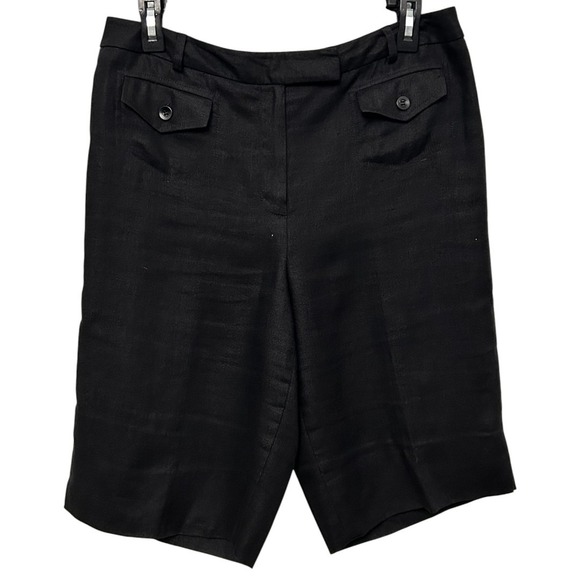 Vintage Talbots Irish Linen Black Bermuda Shorts Size 10 - Picture 1 of 3